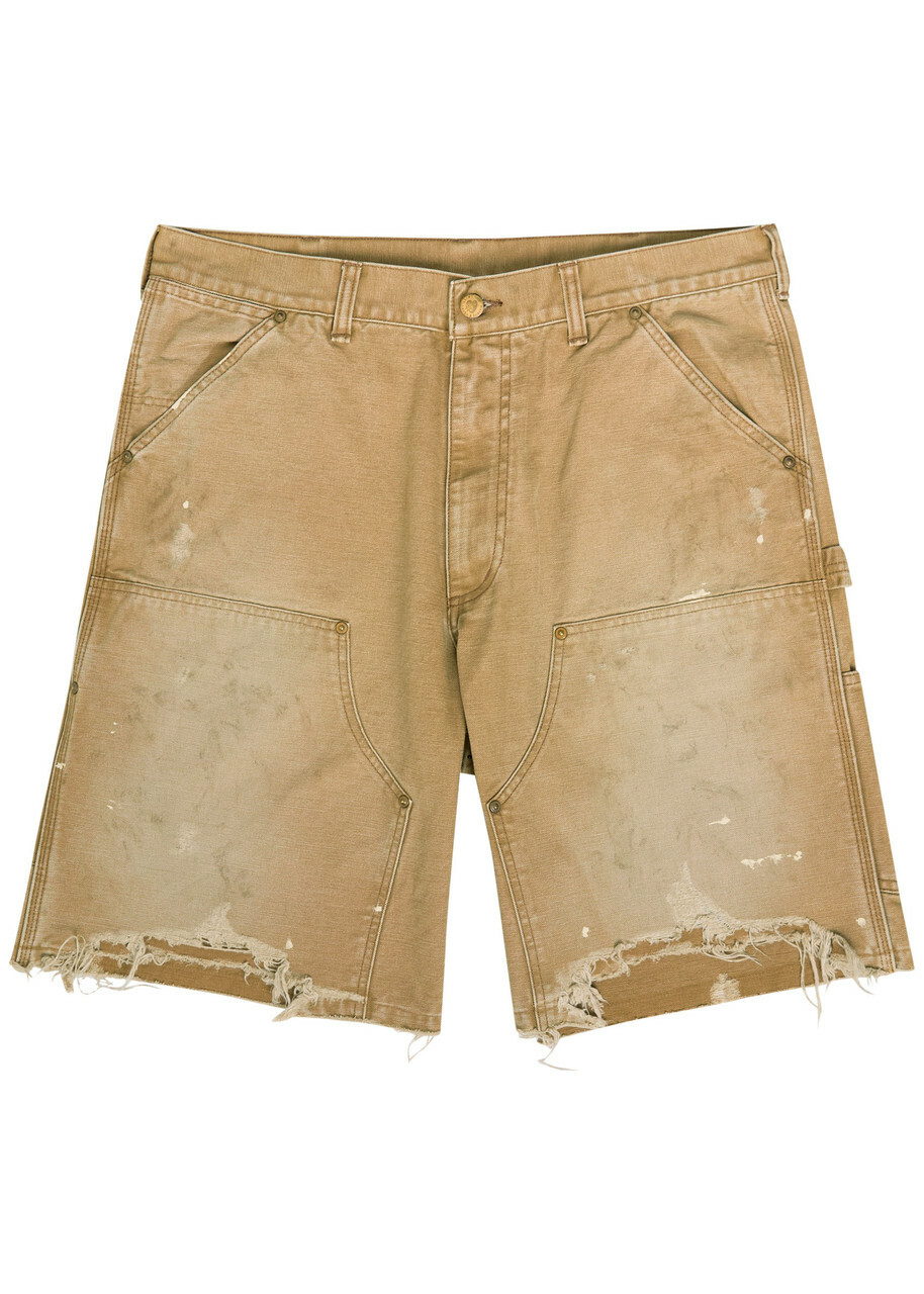 Saint Mxxxxxx Distressed Canvas Shorts Beige