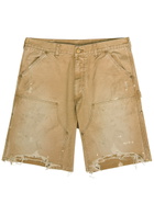 Saint Mxxxxxx Distressed Canvas Shorts Beige