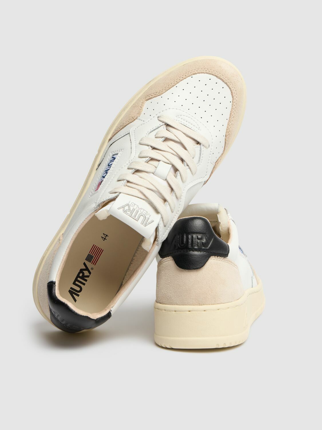 スニーカー AUTRY BEIGE AND BROWN LEATHER MEDALIST LOW SNEAKERS Autry Medalist Low Tricolor Sneakers In Beige Ecru And Space
