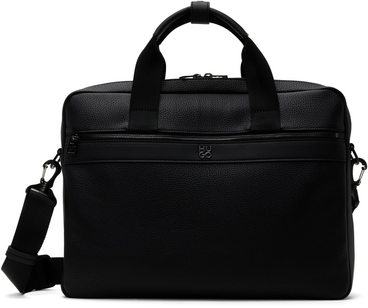 Photo: Hugo Black Logo Hardware Faux-Leather Briefcase
