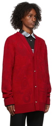 We11done Red Logo Graffiti Allover Cardigan