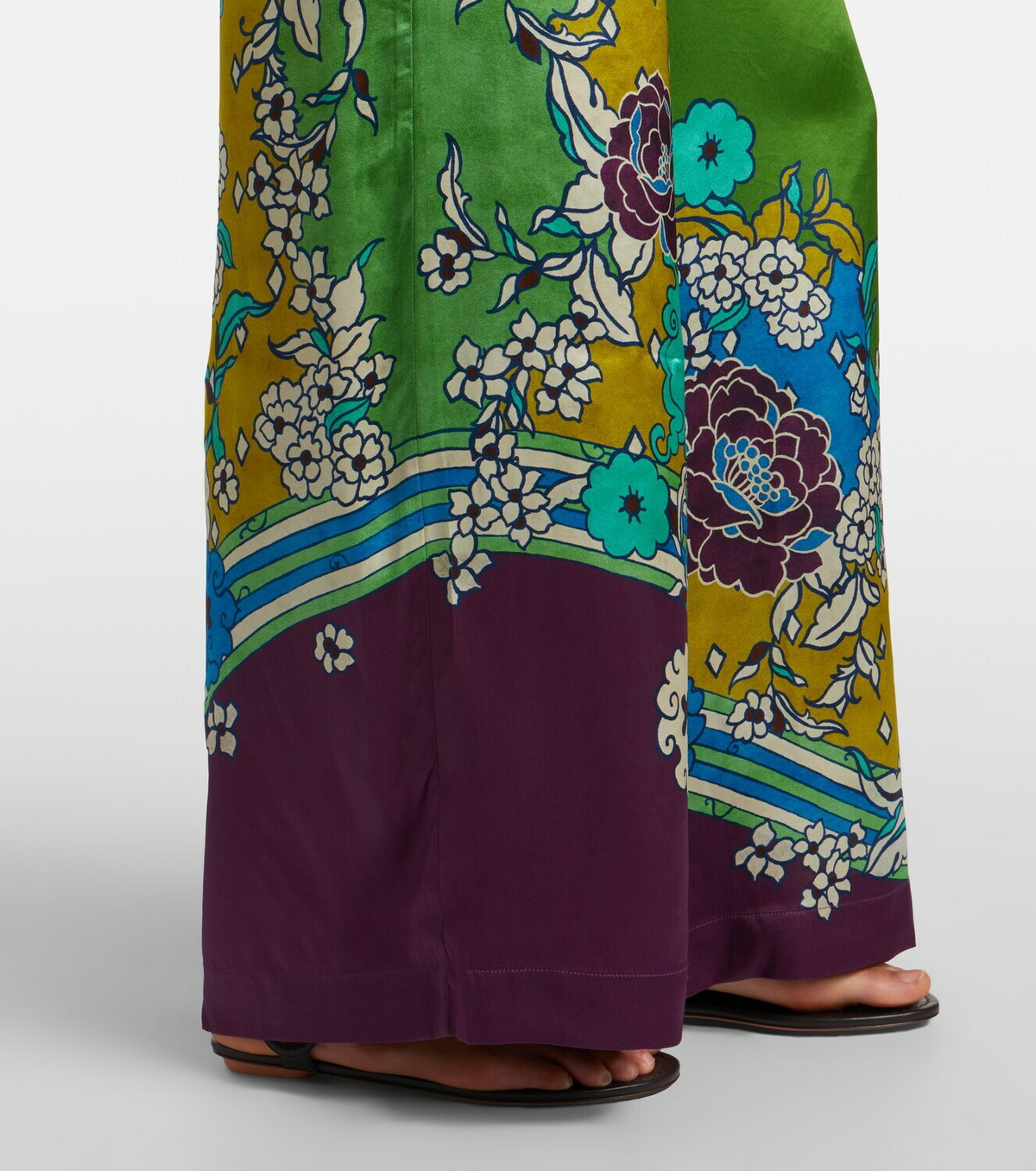 Alémais Nanci printed silk satin wide-leg pants
