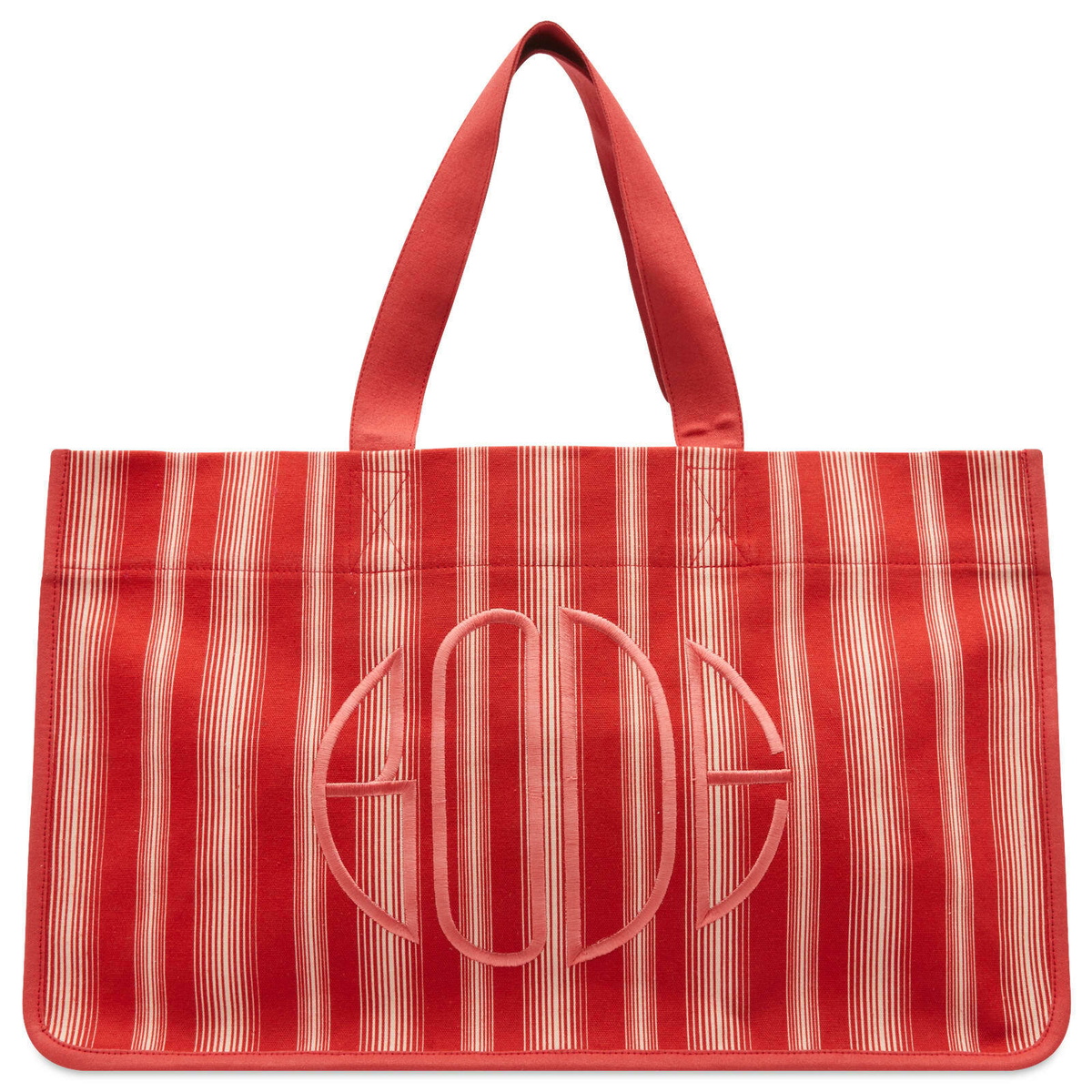 Bode Women's Parasol Stripe Tote in Rdwht 