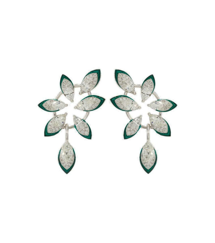 Photo: Kamyen The Leaf 18kt white gold earrings with diamonds