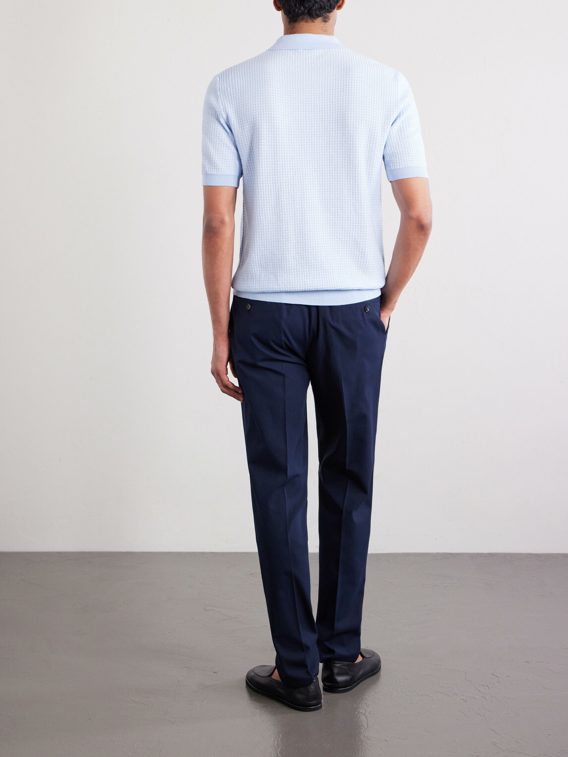 De Petrillo - Cotton-Jacquard Polo Shirt - Blue