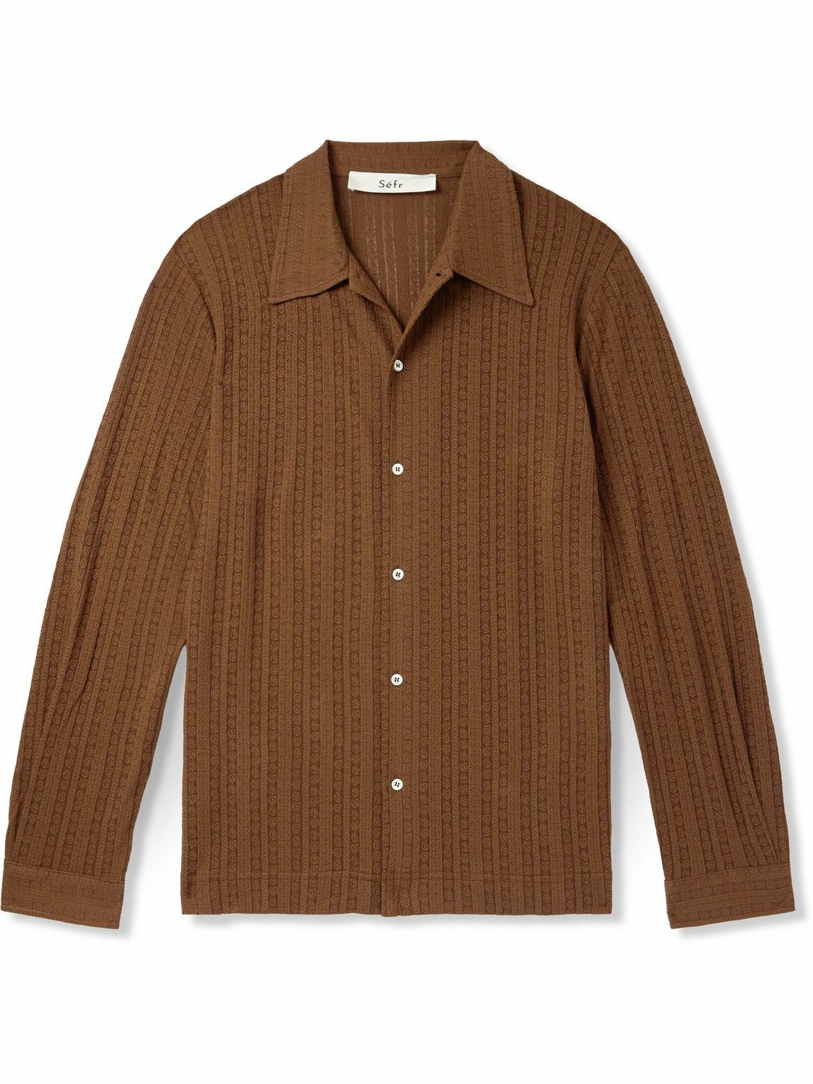 Séfr - Ripley Camp-Collar Pointelle-Knit Organic Cotton-Blend