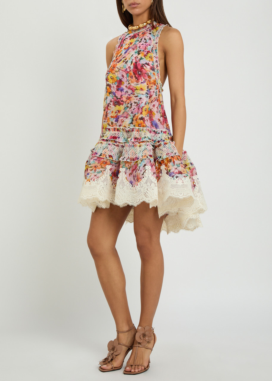 Zimmermann Luna Floral-print Linen and Silk-blend Mini Dress Multicoloured