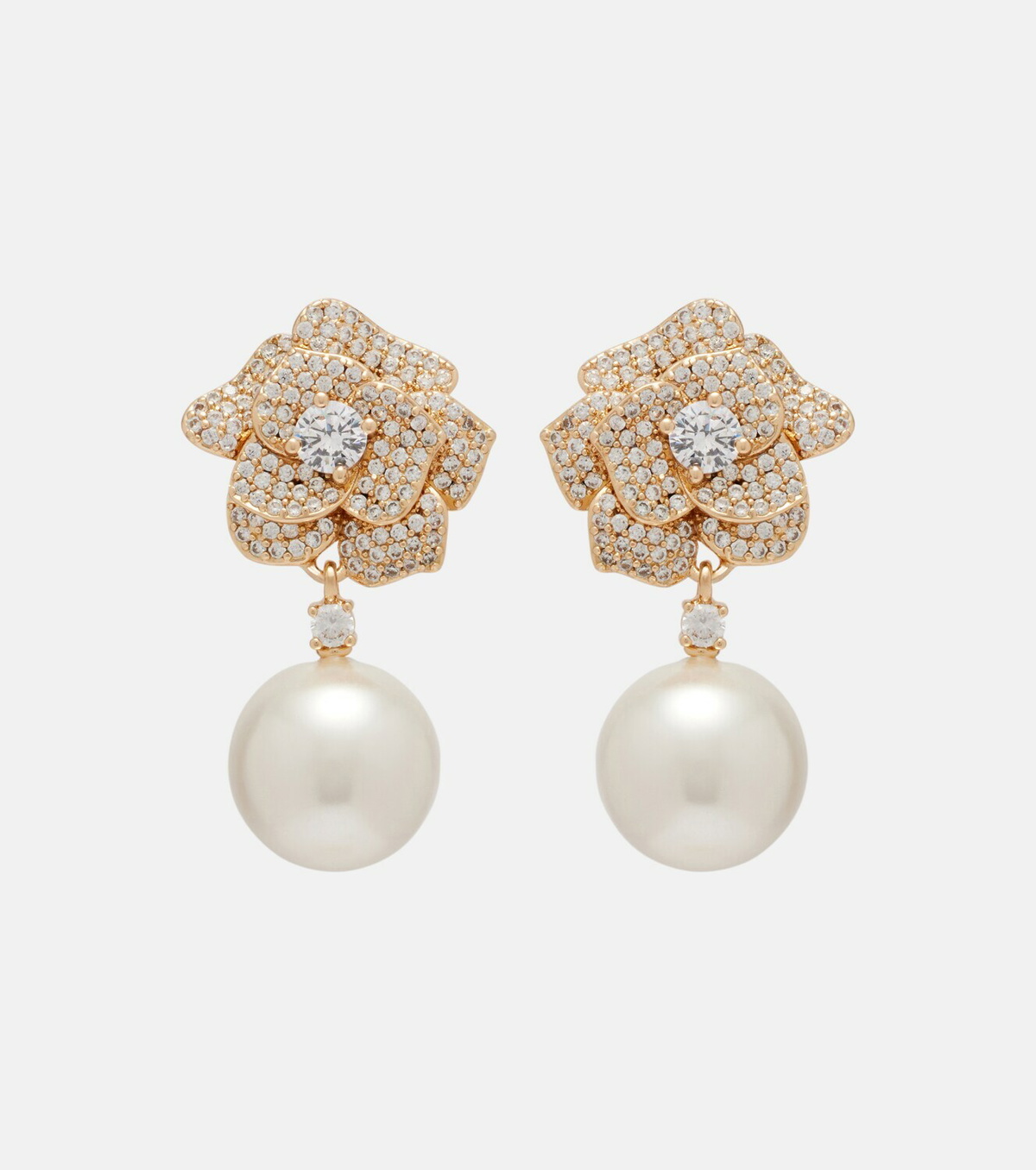 Self-Portrait Embellished faux pearl drop earrings