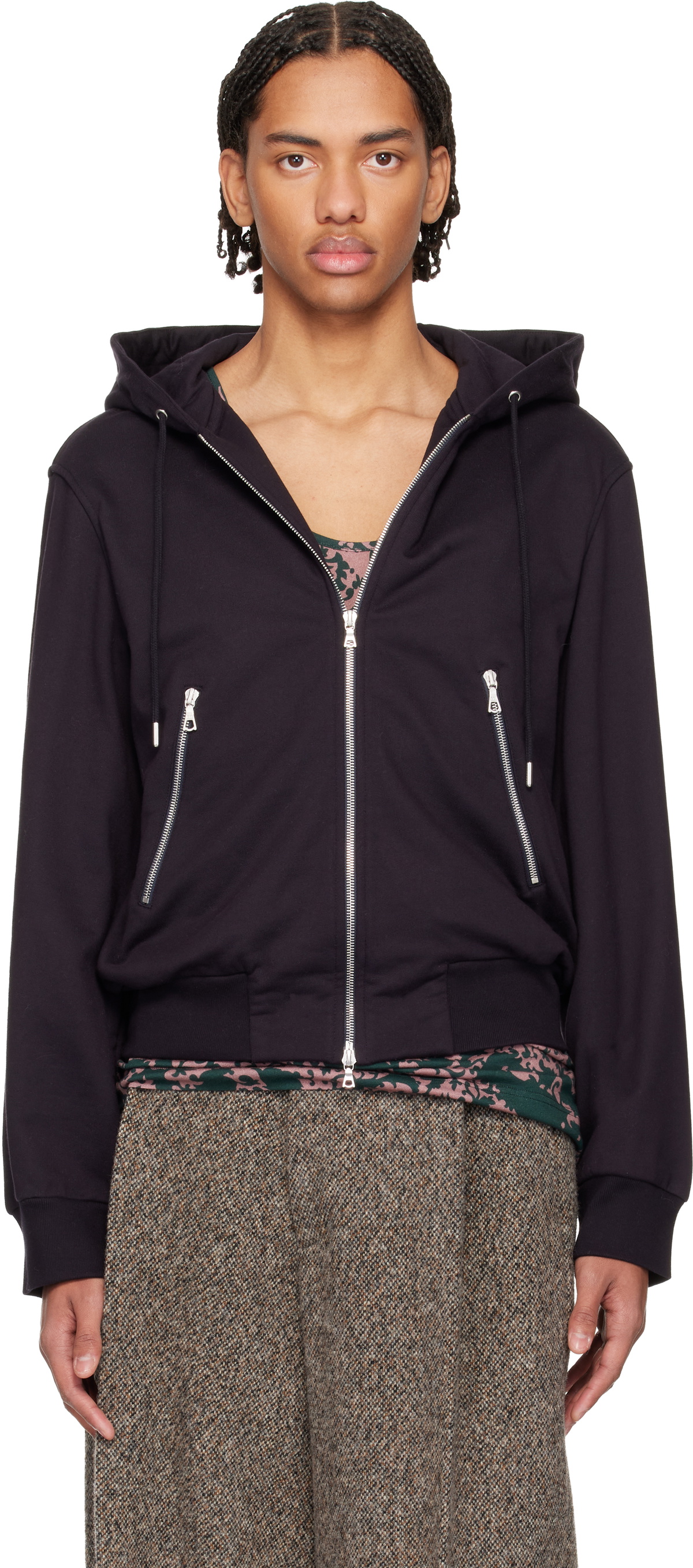 Dries Van Noten Navy Loose Zipped Hoodie