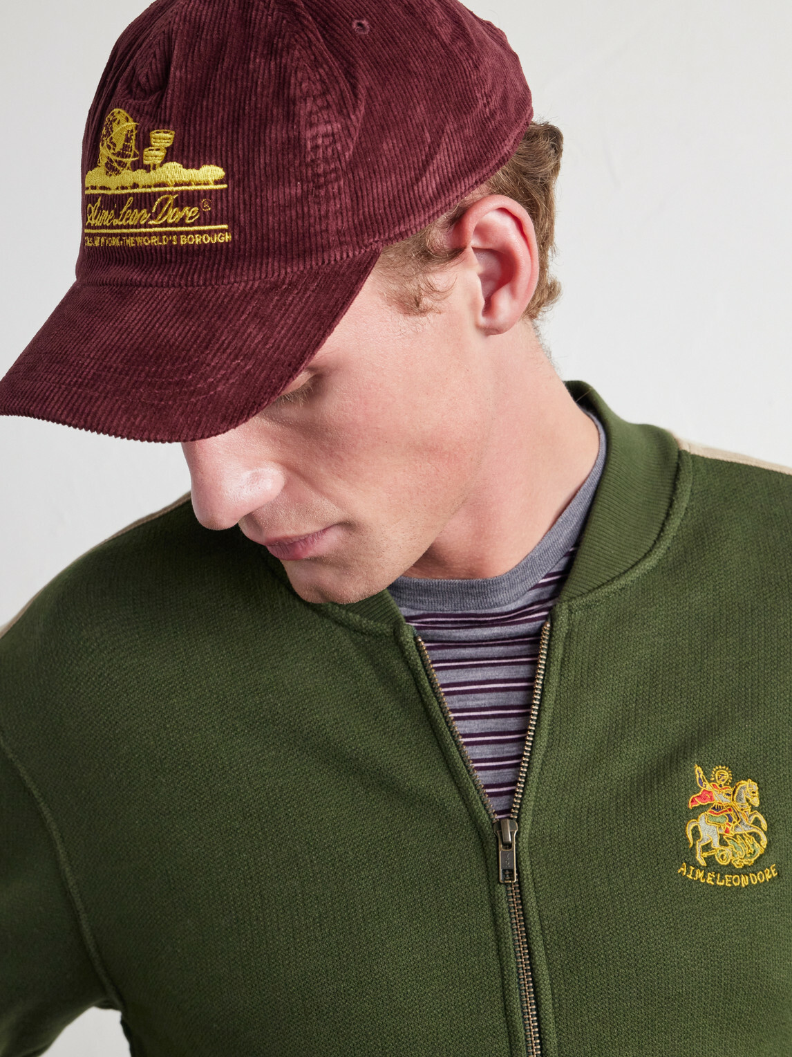 Aimé Leon Dore - Unisphere Embroidered Cotton-Blend Corduroy Baseball Cap - Burgundy