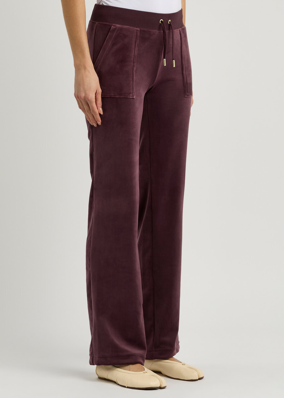 Juicy Couture Del Ray Logo Velour Sweatpants Dark Red