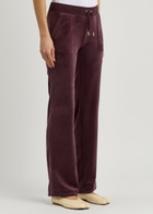 Juicy Couture Del Ray Logo Velour Sweatpants Dark Red