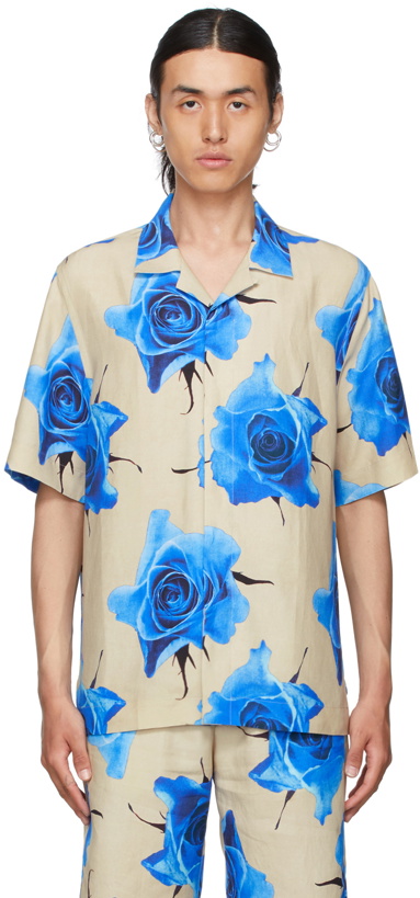 Photo: Paul Smith Beige & Blue Monarch Rose Short Sleeve Shirt