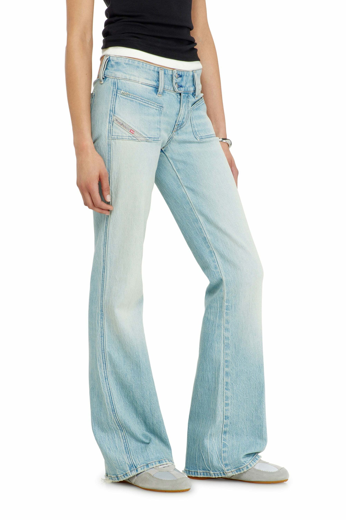 Diesel Bootcut Jeans Low Waist D-Hush, Light blue, Zip fly