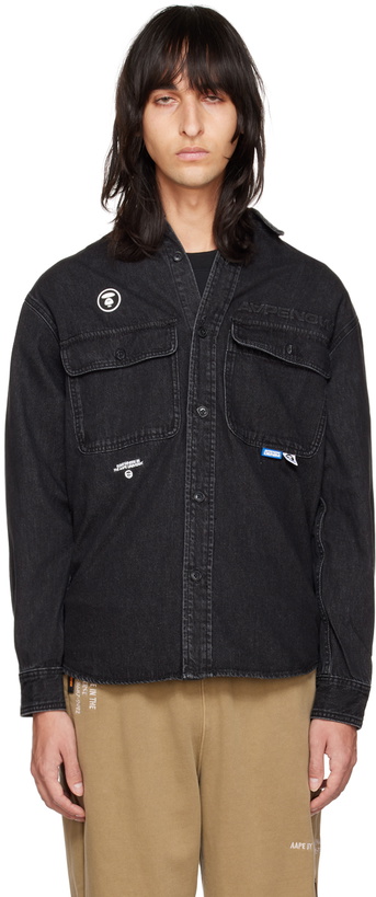 Photo: AAPE by A Bathing Ape Black Embossed Shirt