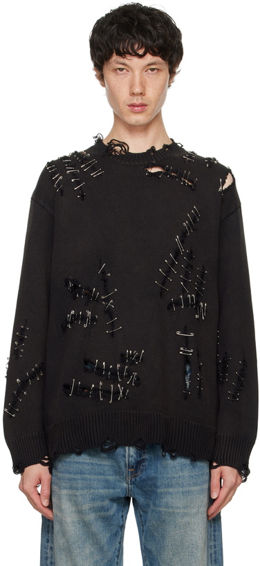 Photo: R13 Black Slashed Boyfriend Sweater