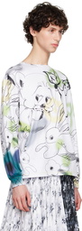 Chopova Lowena White Doodle Bear Long Sleeve T-Shirt