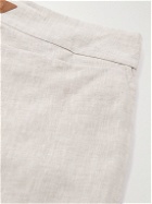 Sease - Sunset Straight-Leg Alcantara-Trimmed Linen Drawstring Shorts - Gray