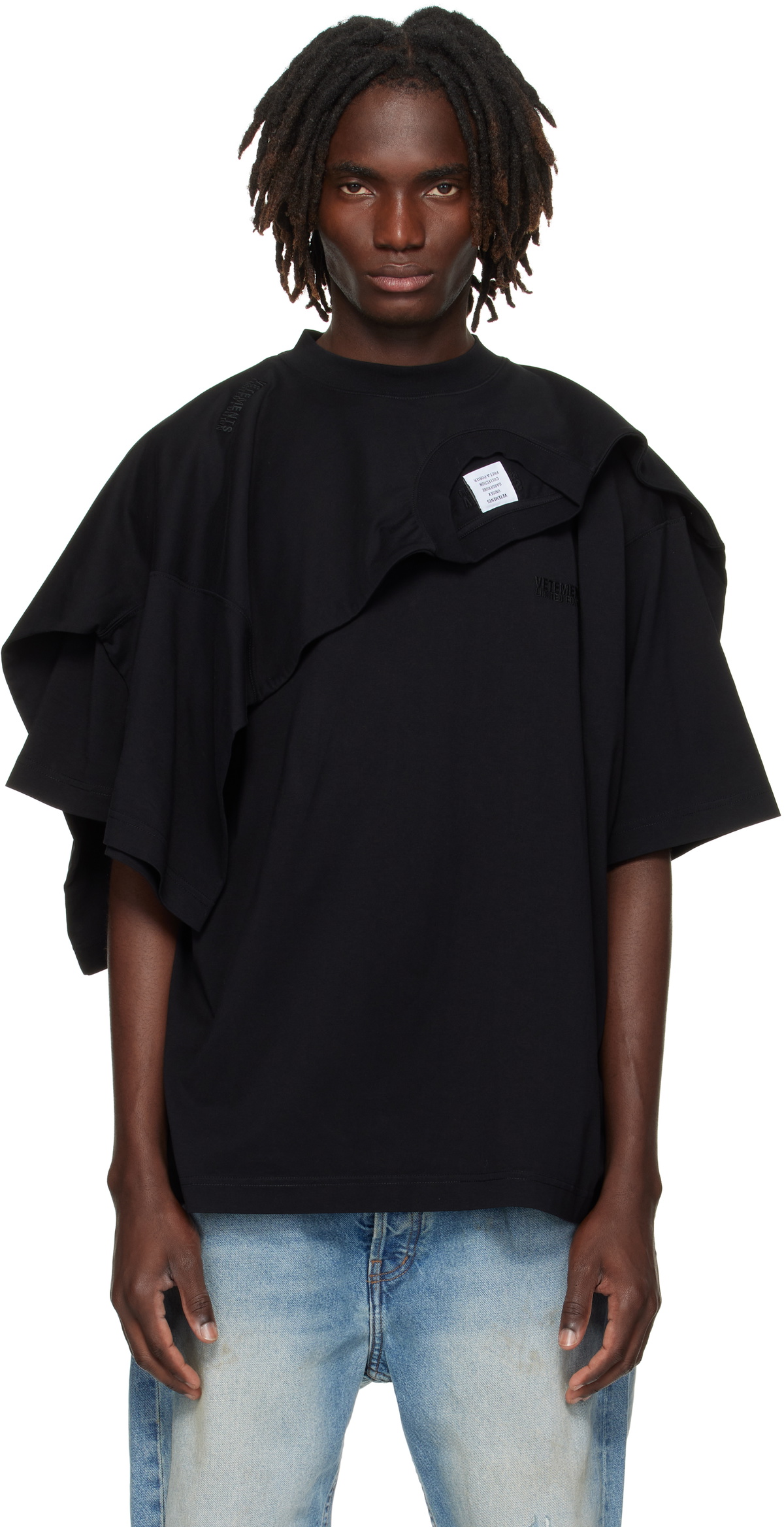 Tシャツ・カットソー Vetements DOUBLE ANARCHY LONG SLEEVE T-SHIRT Vetements Men's Double Anarchy Long Sleeve T-Shirt in Black