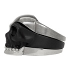 Alexander McQueen Gunmetal and Black Divided Skull Ring Set