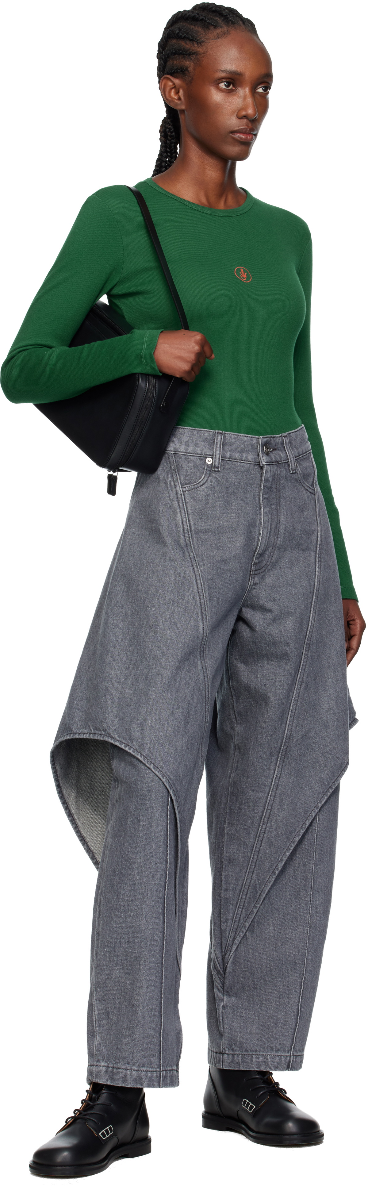 JW Anderson Green Anchor Embroidery Underpinning T-shirt