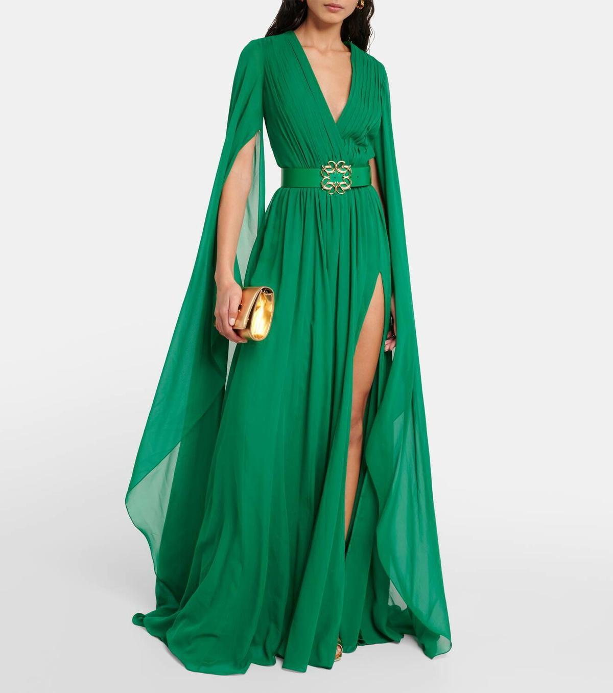 Elie Saab Pleated silk chiffon gown Elie Saab