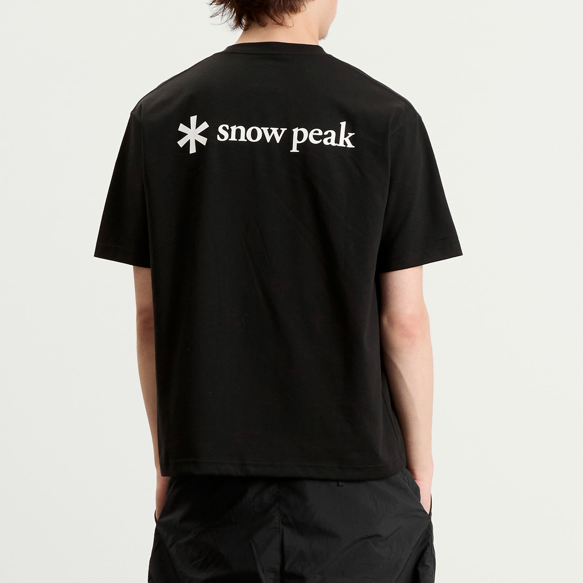 Snow Peak Men's Back Printed Logo T-Shirt in Black