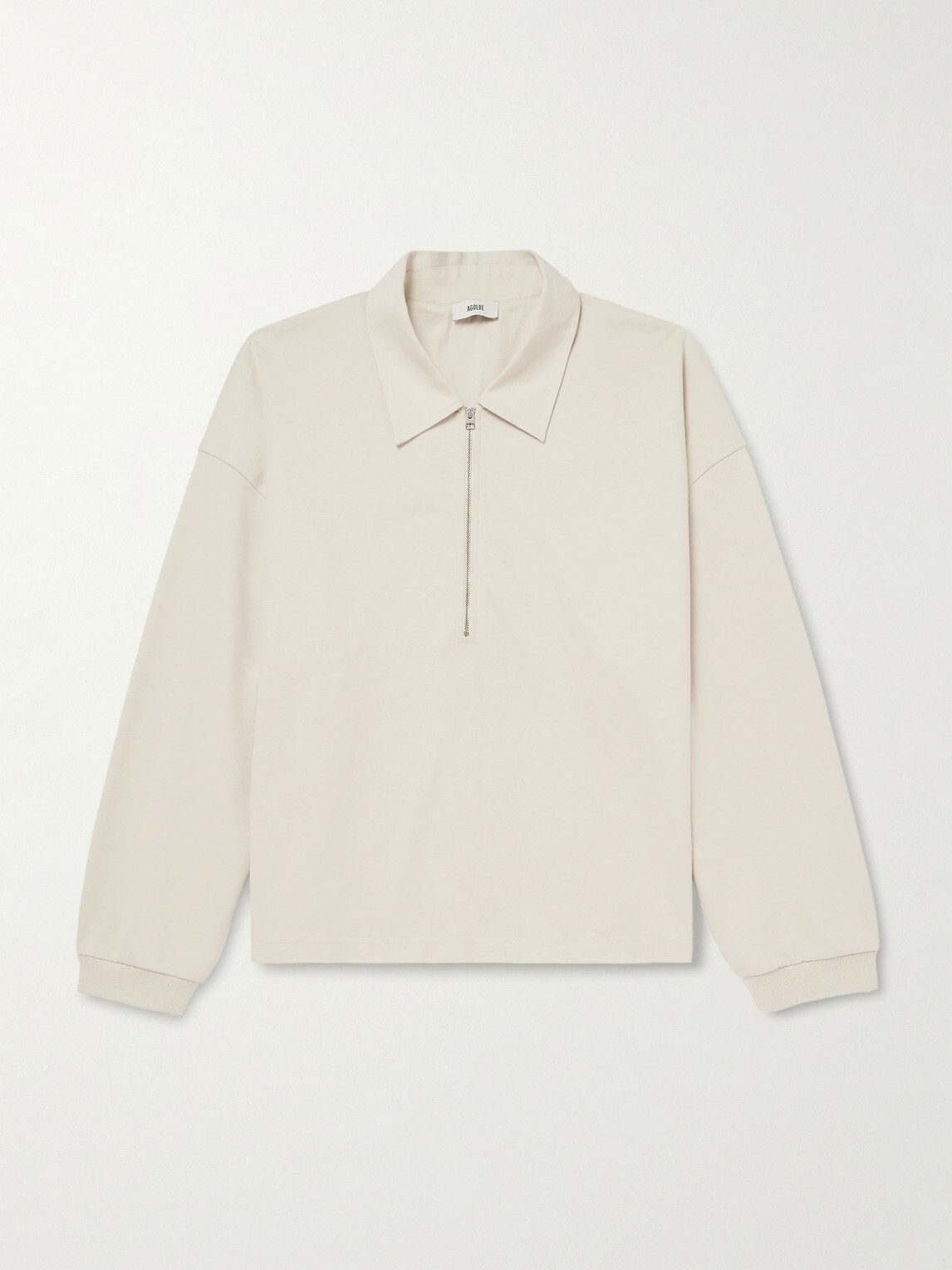AGOLDE - Darius Cotton-Jersey Half-Zip Polo Shirt - Neutrals