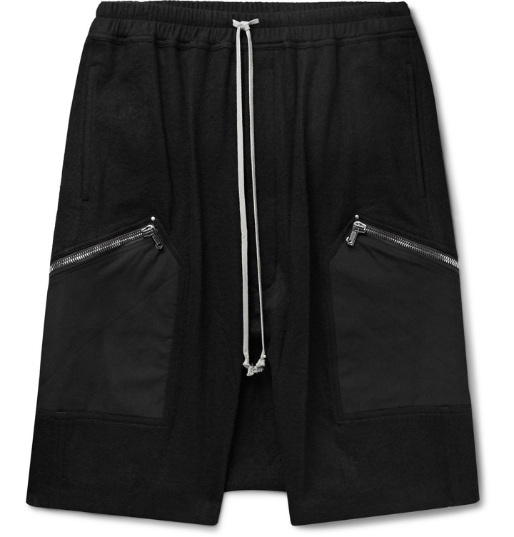 Photo: Rick Owens - Pods Cotton and Wool-Blend Flannel Drawstring Shorts - Black