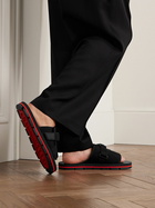 Christian Louboutin - Siwa Buckled Grosgrain-Trimmed Neoprene Slides - Black