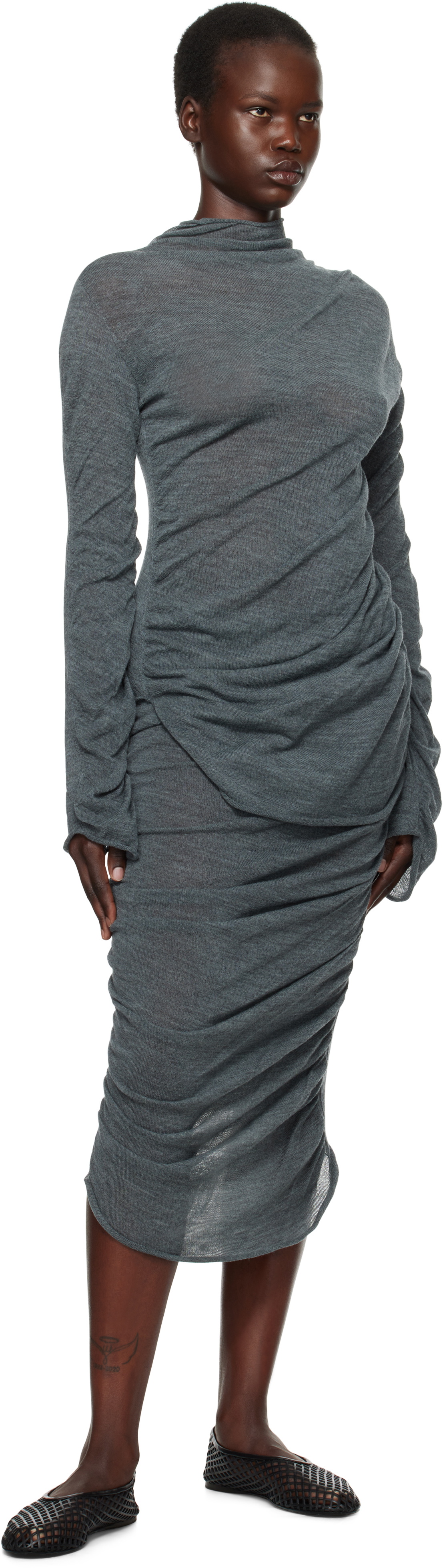 ISSEY MIYAKE Gray Ambiguous Wool Sweater