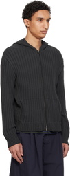 YOKE Gray Cotton Wide Rib Hoodie