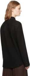 UMBER POSTPAST Brown Slim Fit Wool Felted Shirt