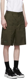 Valentino Khaki Pleated Twill Shorts