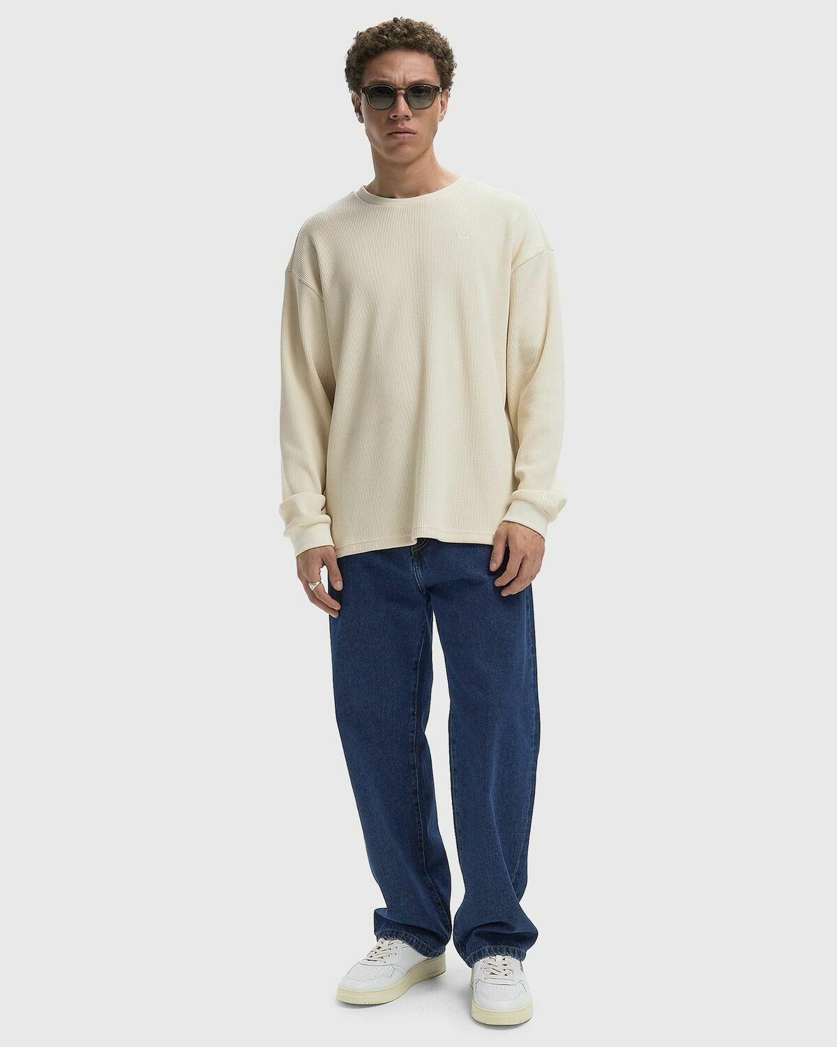 New Era NE LS WAFFLE TEE NEWERA White Mens Longsleefe