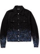 AMIRI - Distressed Embellished Paint-Splattered Denim Jacket - Black