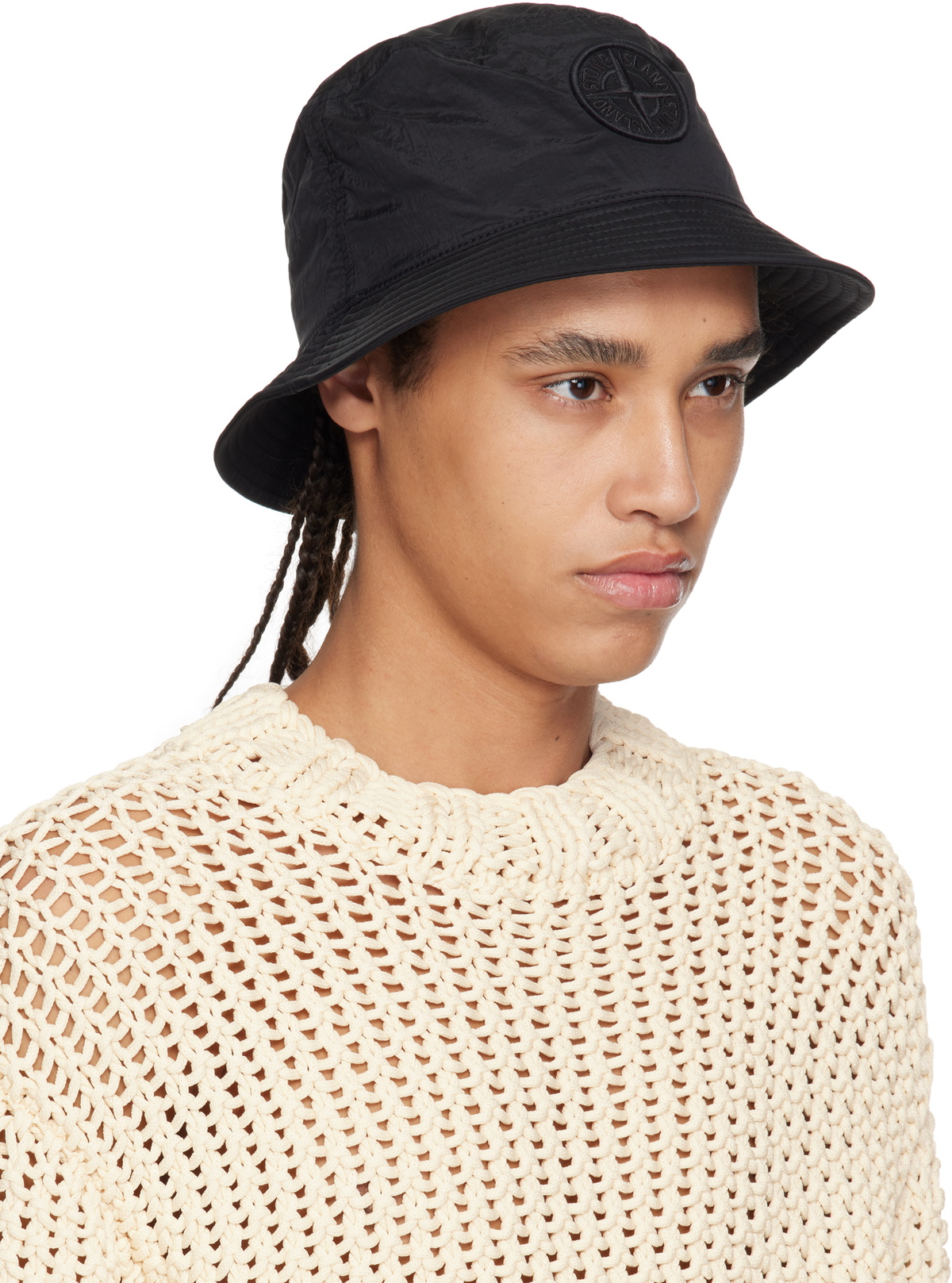 Stone Island Black Nylon Metal Bucket Hat Stone Island