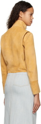 Ferragamo Tan Zip Leather Jacket