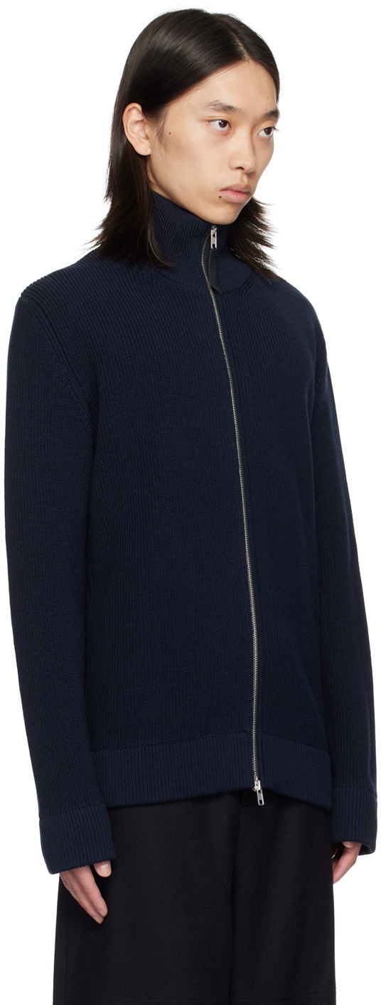 Maison Margiela Navy Knit Zip-Up Sweater Maison Margiela