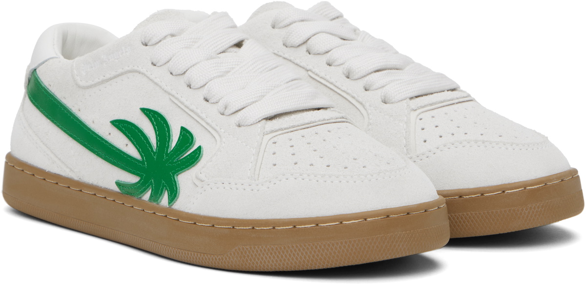 Palm Angels Off-White & Green New Palm 1 Suede Sneakers