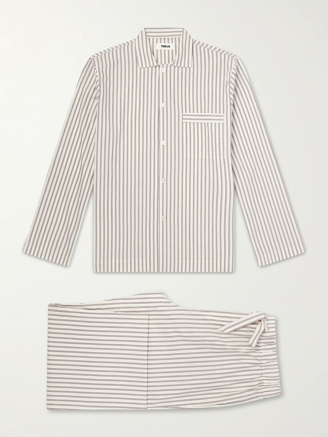 TEKLA - Striped Cotton-Poplin Pyjama Set - Neutrals