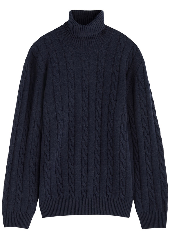 Photo: Aurélien Dolcevita Cable-knit Wool-blend Jumper Navy