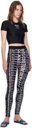 Versace Jeans Couture Black & White Logo-Printed Leggings