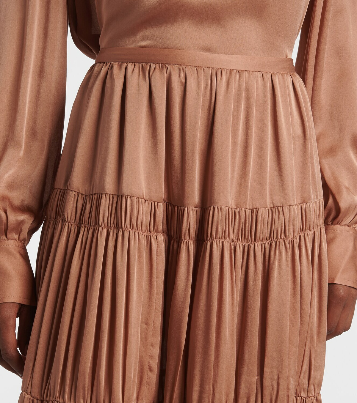 Ulla Johnson Gaelle tiered silk satin maxi skirt