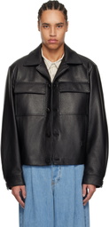 WOOYOUNGMI Black Deer Leather Jacket
