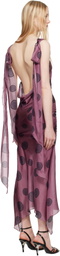 Conner Ives Pink & Black Silk Polka Dot Bias Maxi Dress