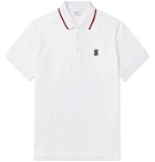Burberry - Logo-Embroidered Contrast-Tipped Cotton-Piqué Polo Shirt - White