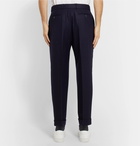 Officine Generale - Navy Ollie Tapered Cropped Belted Wool-Flannel Trousers - Navy