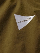 And Wander - Alpha Direct Logo-Print Polartec® Fleece and Shell Half-Zip Hooded Jacket - Brown