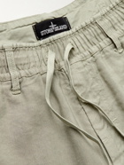 Stone Island Shadow Project - Cropped Straight-Leg Logo-Appliquéd Linen-Blend Canvas Trousers - Neutrals